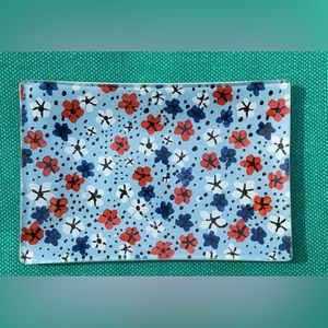 West Elm glass floral trinket decorated dish.